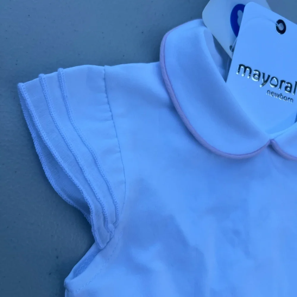 Mayoral Pink and White Nightgown Pajamas NWT Color White 12 Months Newborn Onsie